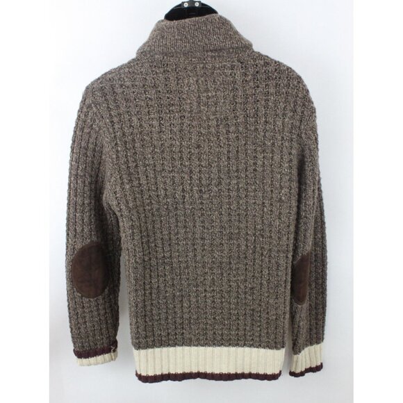 Roots Canada Men Sweater Cabin Elbow Patch Cardigan Jacket Knit Brown Sz M - Picture 9 of 14